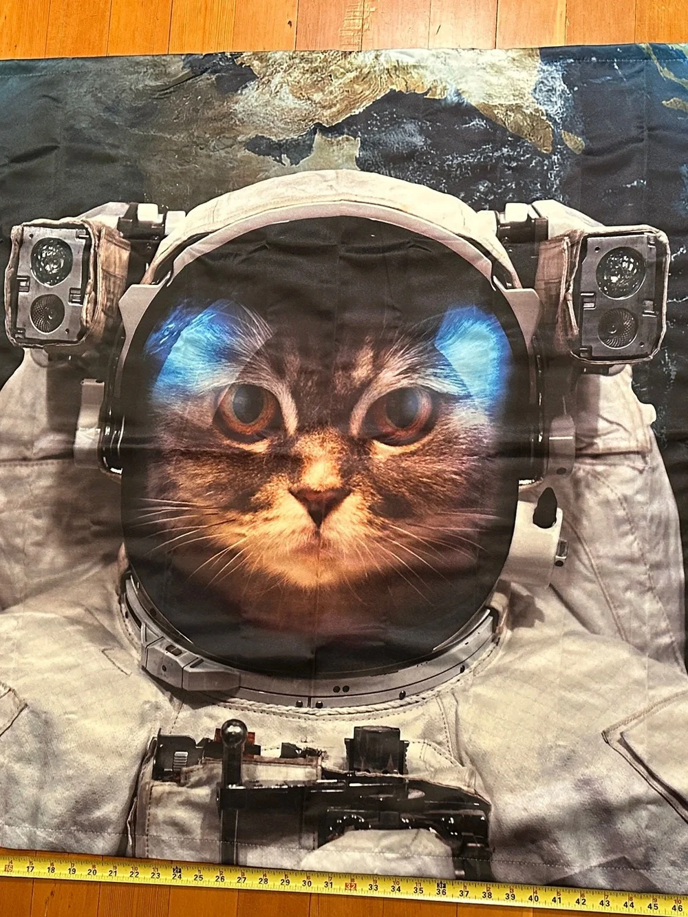 Space Cat Tapestry, Astronaut Cosmonaut space Suit Kitty wall tapestry poster